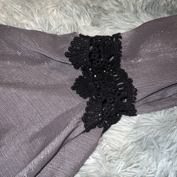 Macy's BCX NWT Metallic Crochet Bell Sleeve Top MEDIUM - Picture 6 of 10